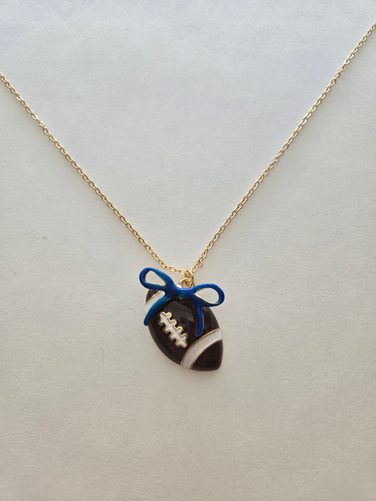 Football Necklace with Blue Bow Style # 1318