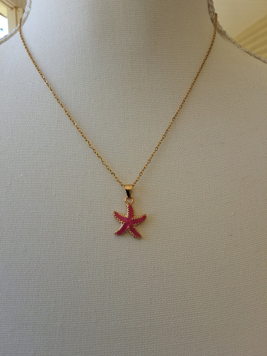 Pink Starfish Necklace Style # 1140