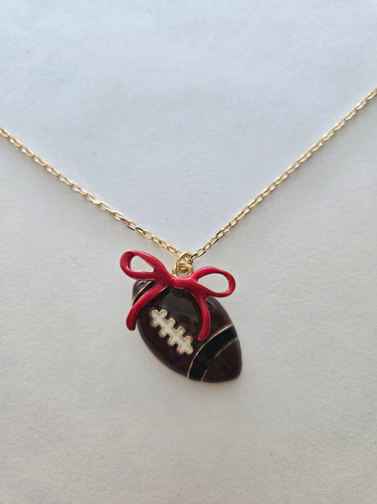 Football Necklace with Red Bow Style # 1324