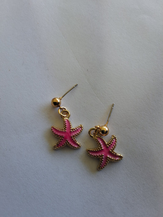 Pink Starfish Earrings Style # 1133