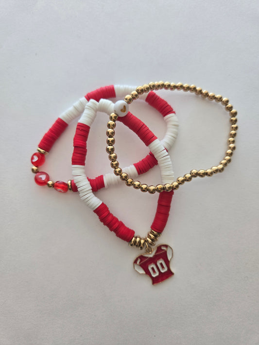 Red and White Bracelet Set Style # 1335