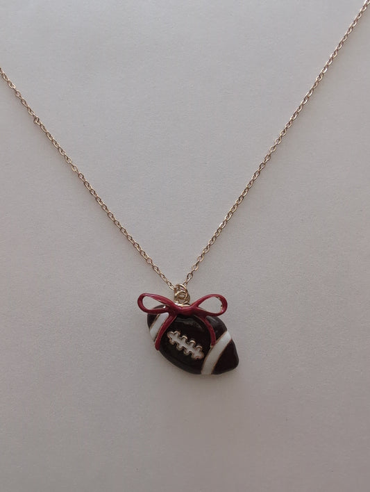 Football Necklace with Red Bow Style # 1319