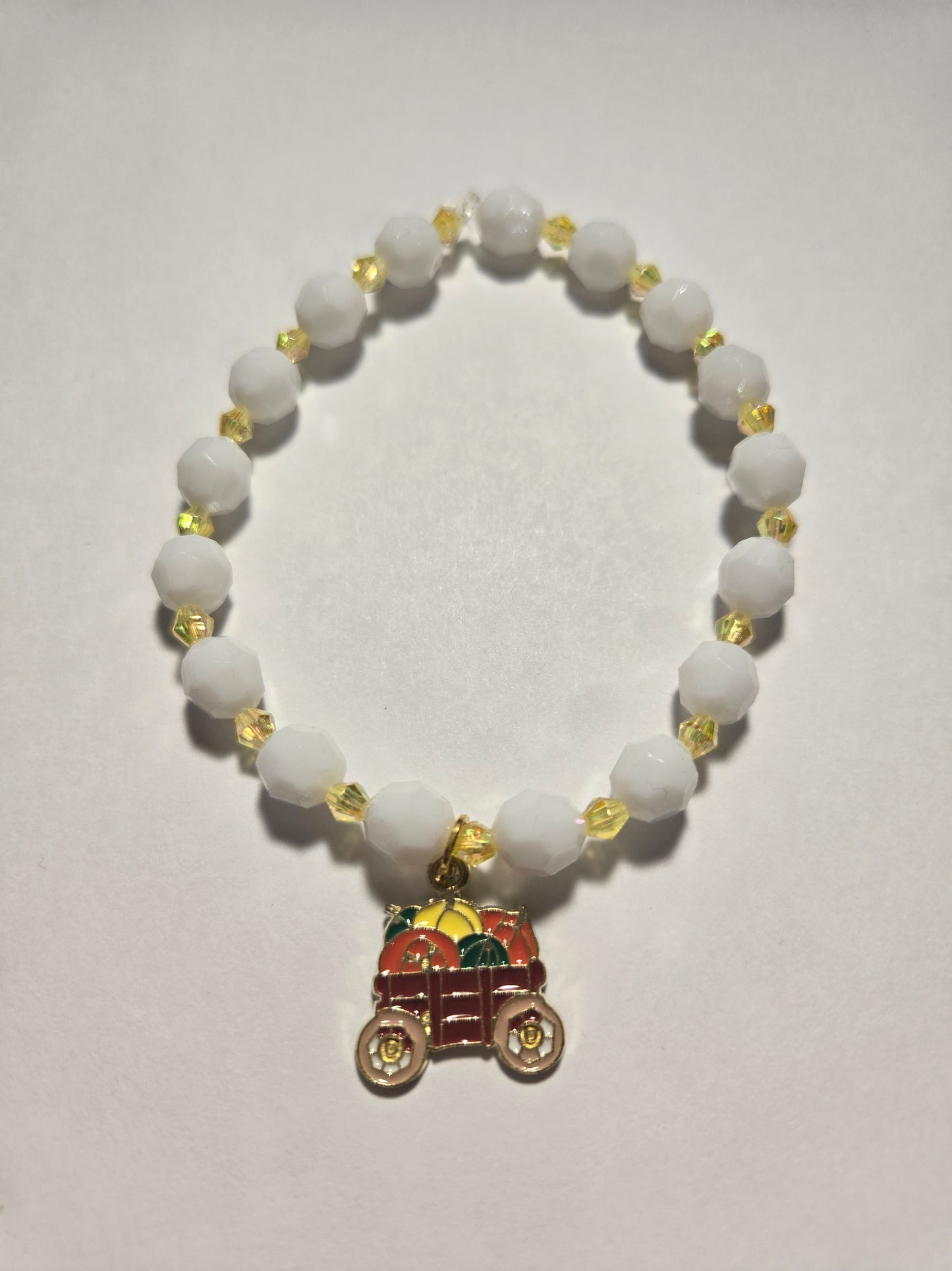 White Bracelet with Pumpkins in Trailer Charm Style # 222