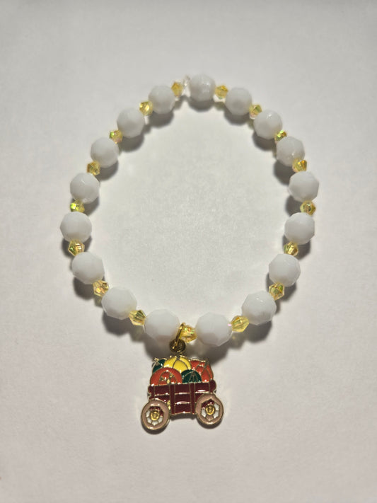 White Bracelet with Pumpkins in Trailer Charm Style # 222