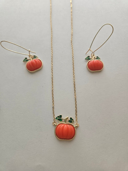 Pumpkin Necklace with Earrings Set Style # 1188