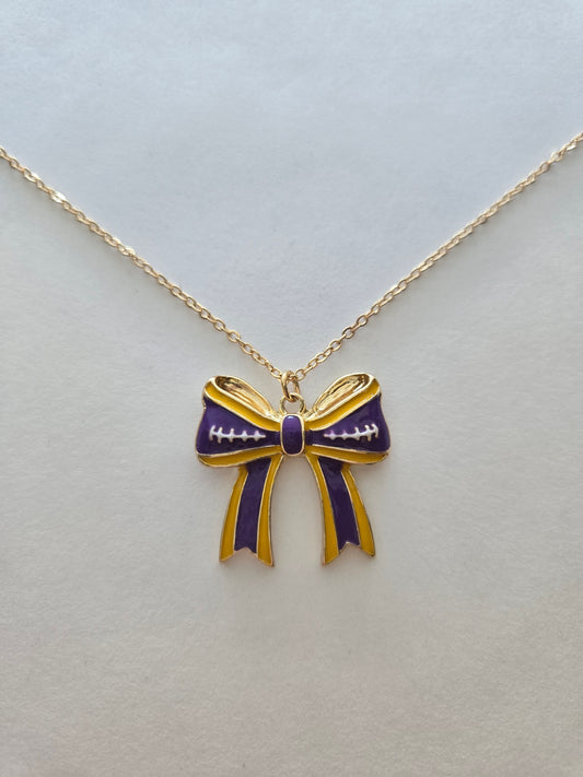Purple and Yellow Bow Necklace Style # 1326