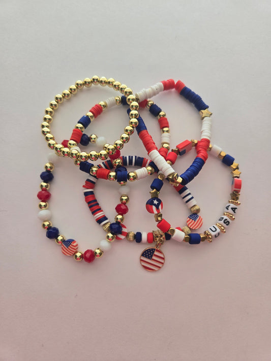 Red, White, and Blue Bracelet Set Style # 966