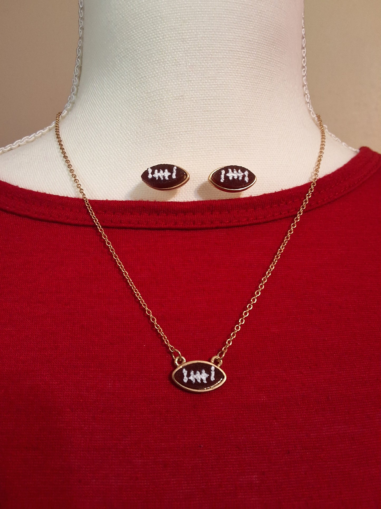 Football Necklace with Earrings Set Style # 907