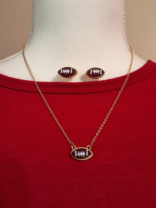 Football Necklace with Earrings Set Style # 907