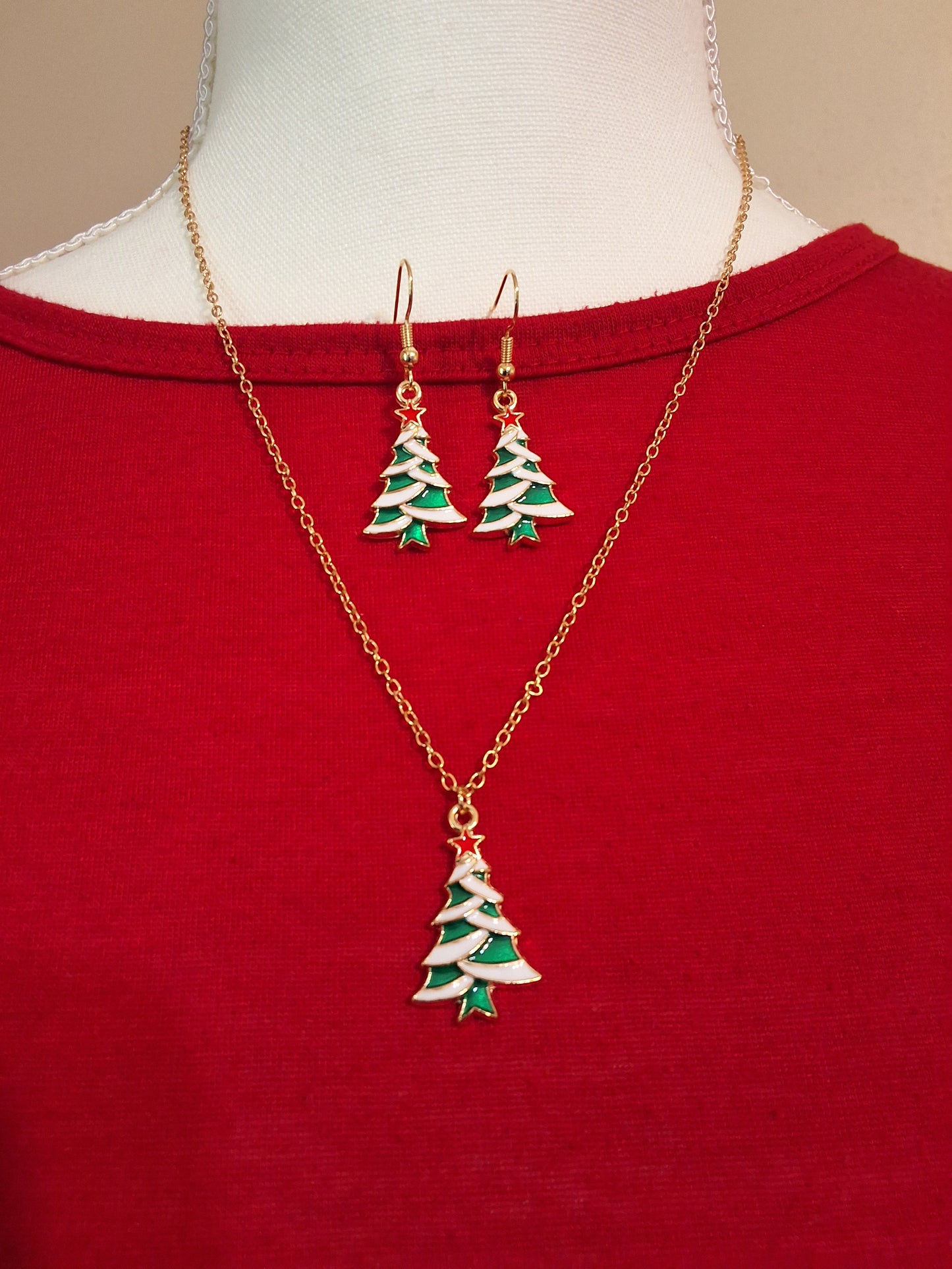 Christmas Tree Necklace with Earrings Set Style # 1055